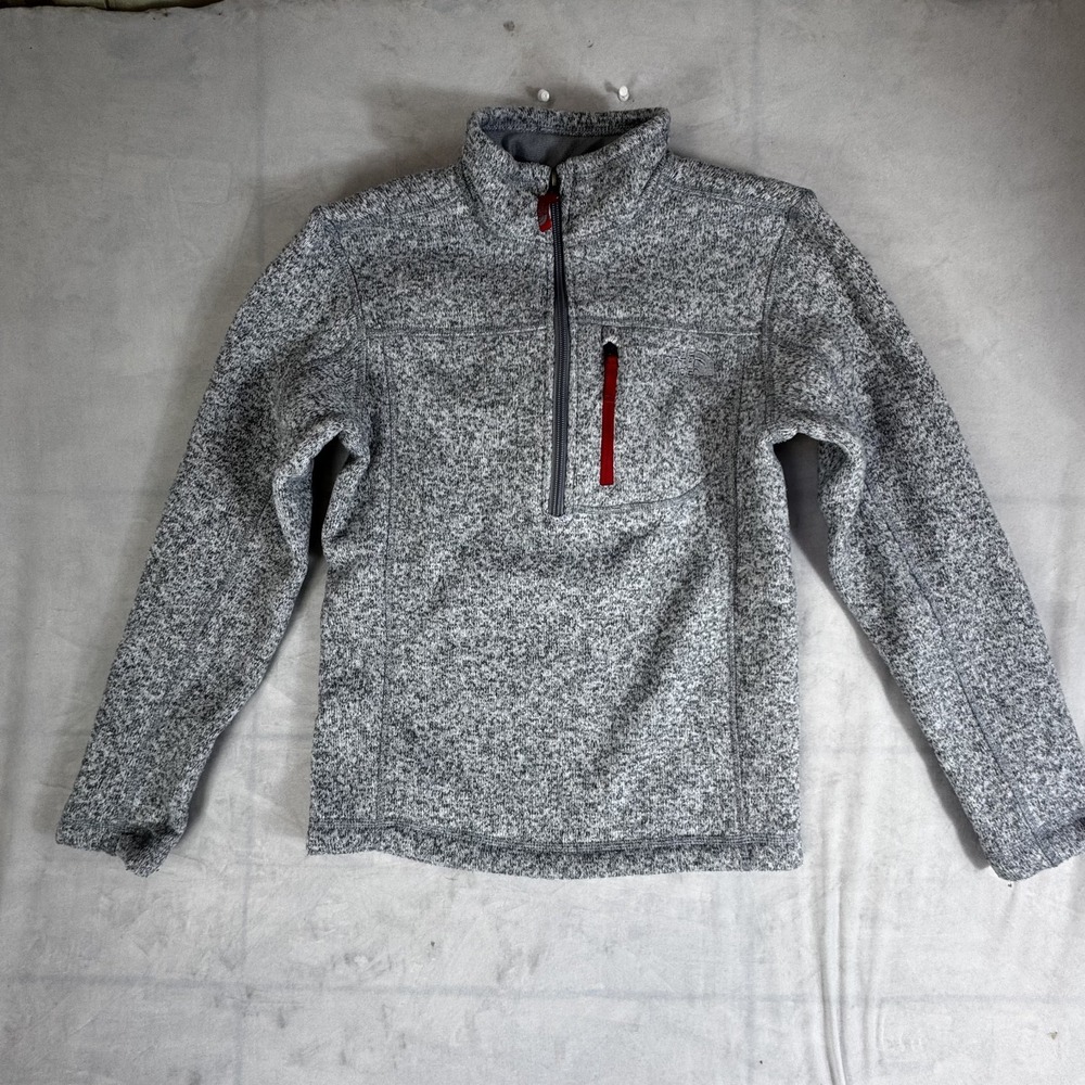 The North Face Fleece 1/4 Zip Pullover Boy's M Heather Gray Single Chest Pocket